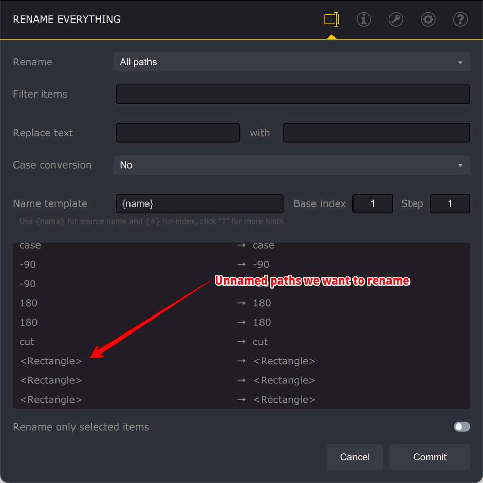 Renaming unnamed paths with Ai Toolbox