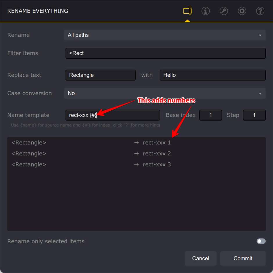Automatic numbering of elements in Ai Toolbox
