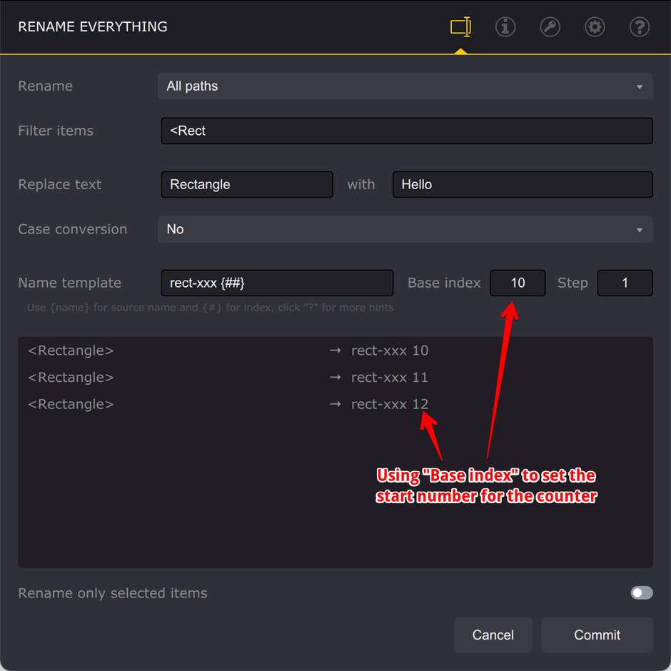 Numbering elements in Illustrator starting from a given number