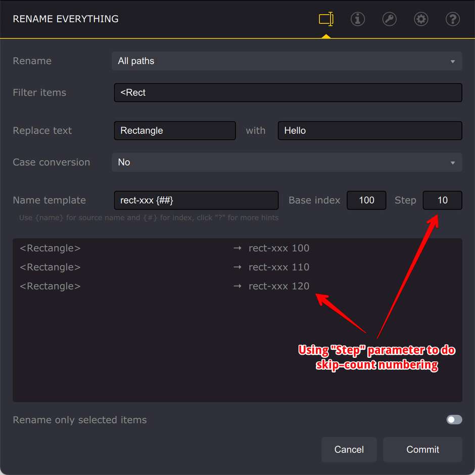 Numbering elements in Illustrator with skip count