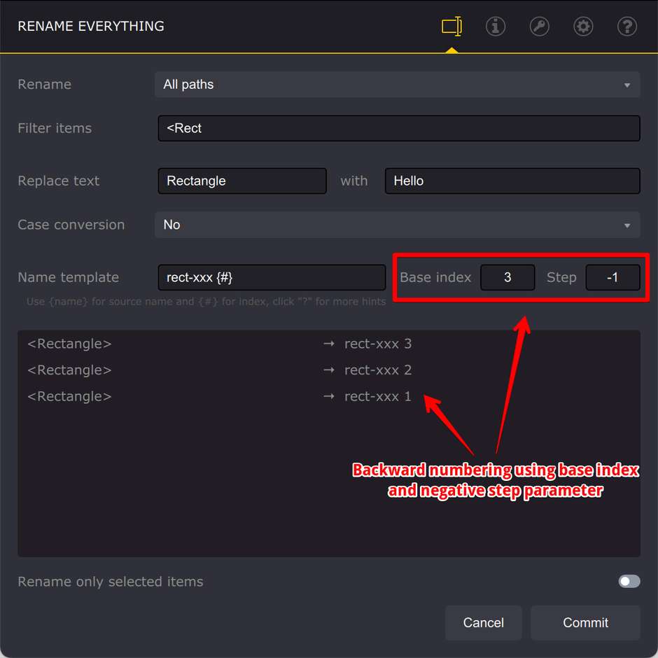 Backward numbering of elements in Illustrator