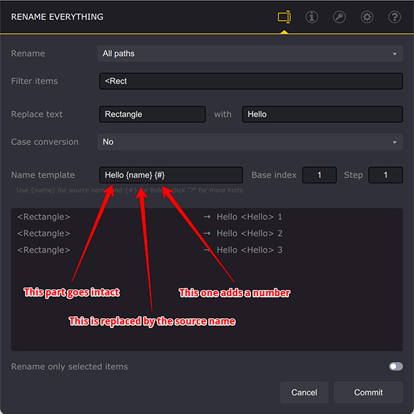 Using source element name as a part of the new name in Ai Toolbox