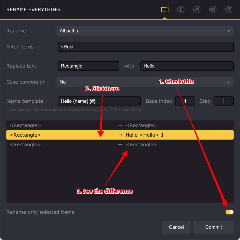 Renaming just one item in Ai Toolbox