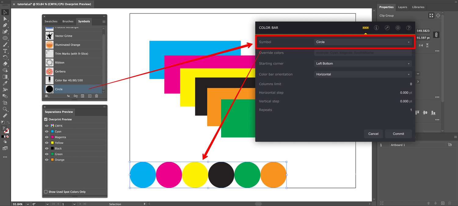 Using the new symbol in color bar