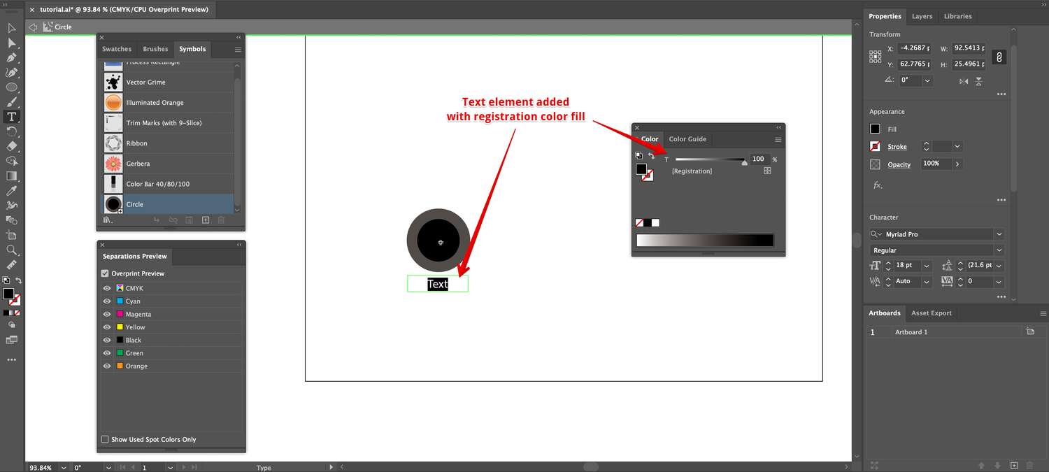 Adding text elements to color bar symbols