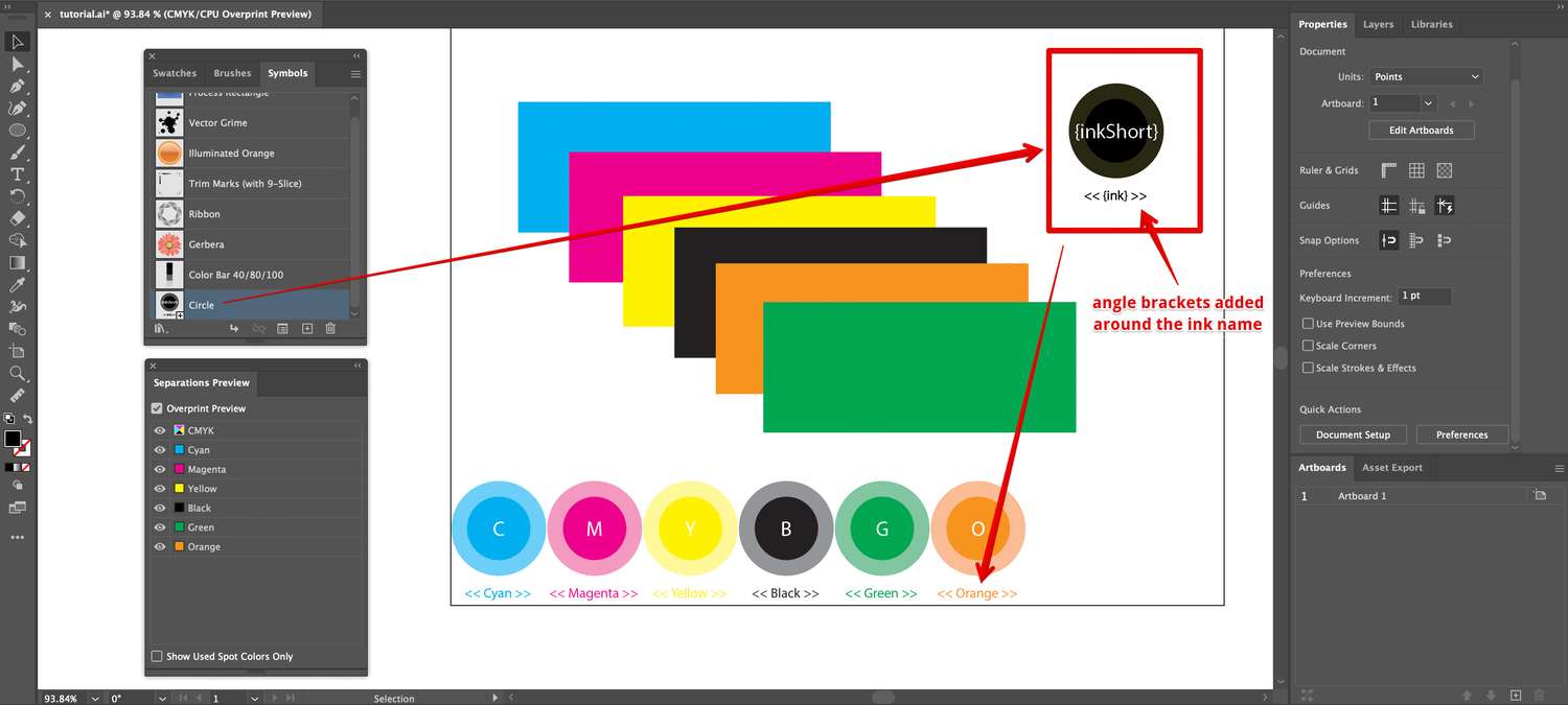Advanced text usage for color bars