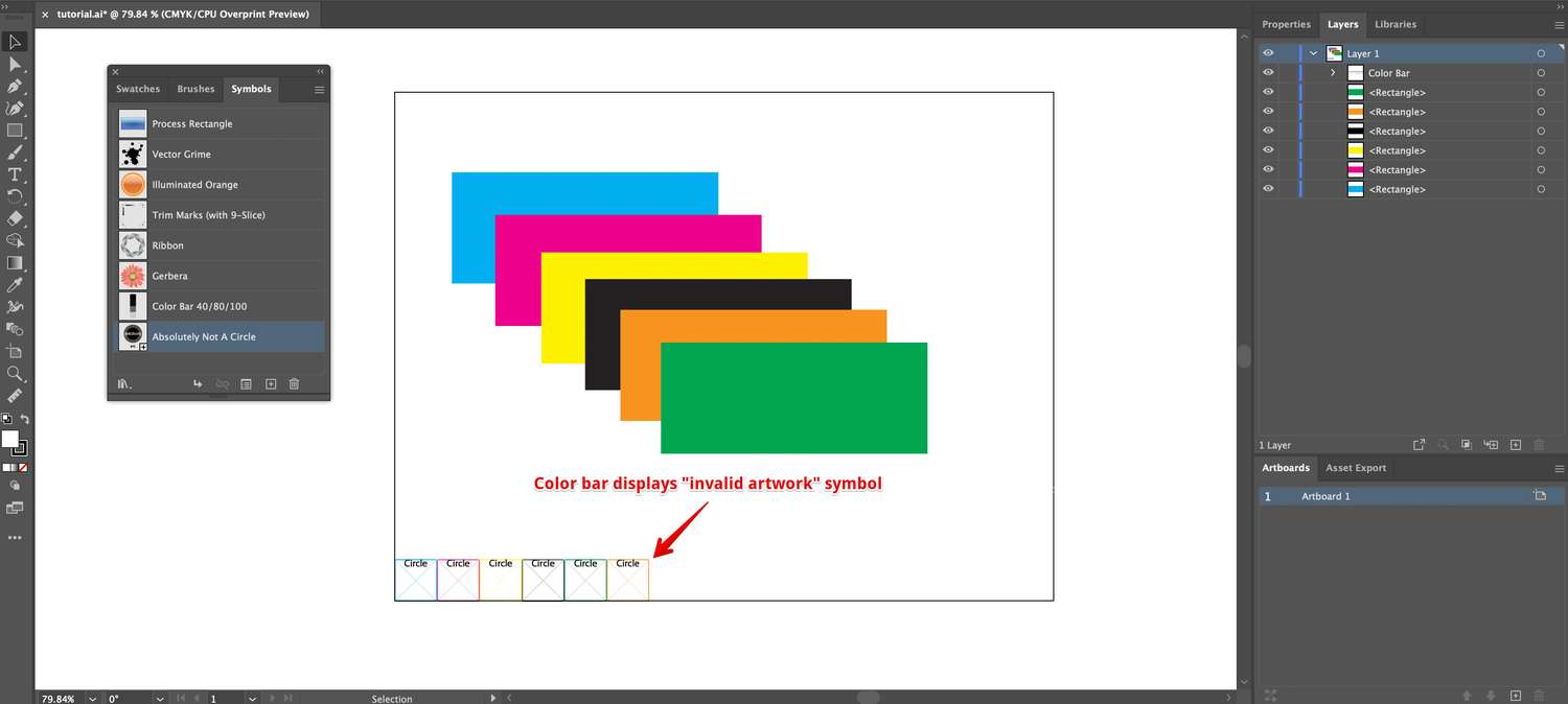 Color bar displays invalid art symbols