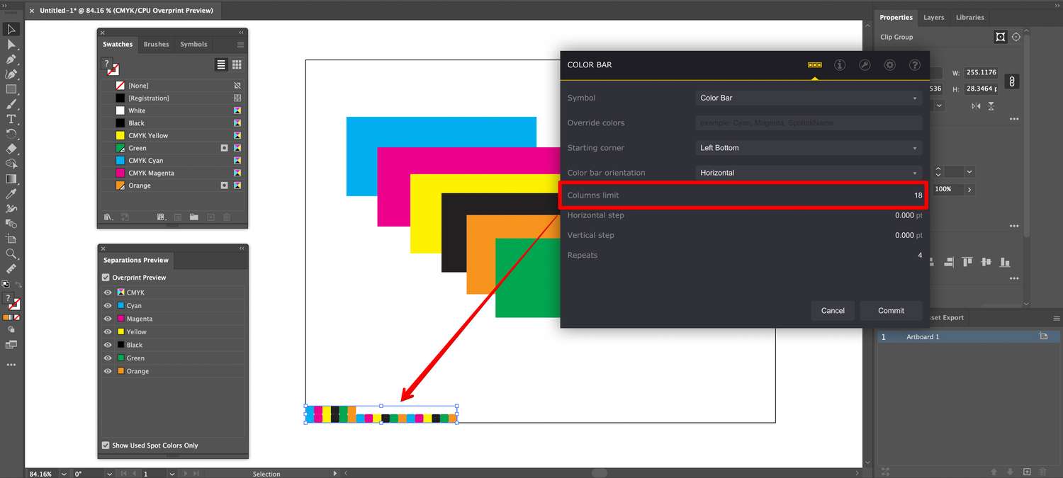 Adjusting columns limit