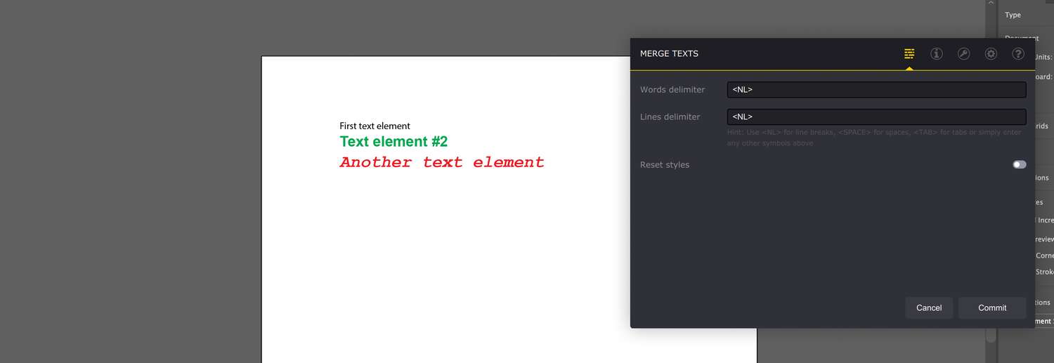 Placing each text element onto a single line