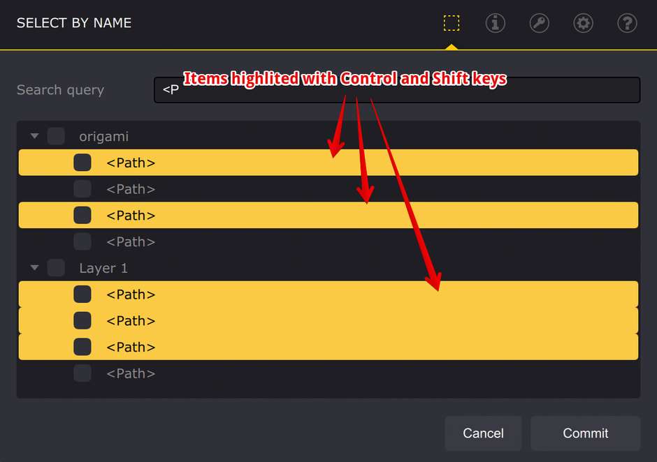 Highlighted items in Ai Toolbox selection tool