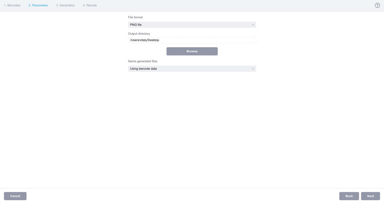 On the second step of batch barcode generation you need to configure batch parameters