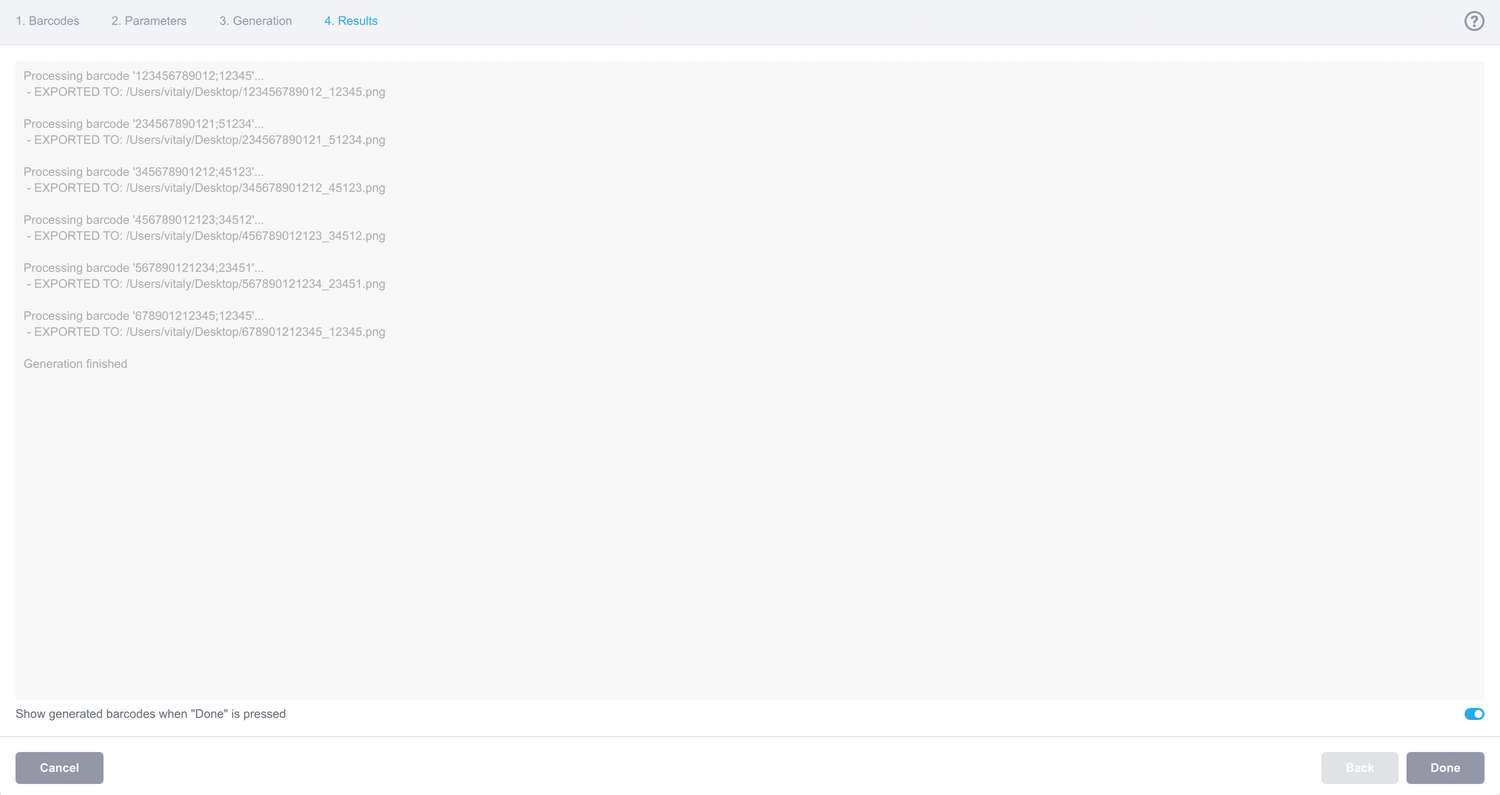 You will see the barcode generation log once the batch processing is done