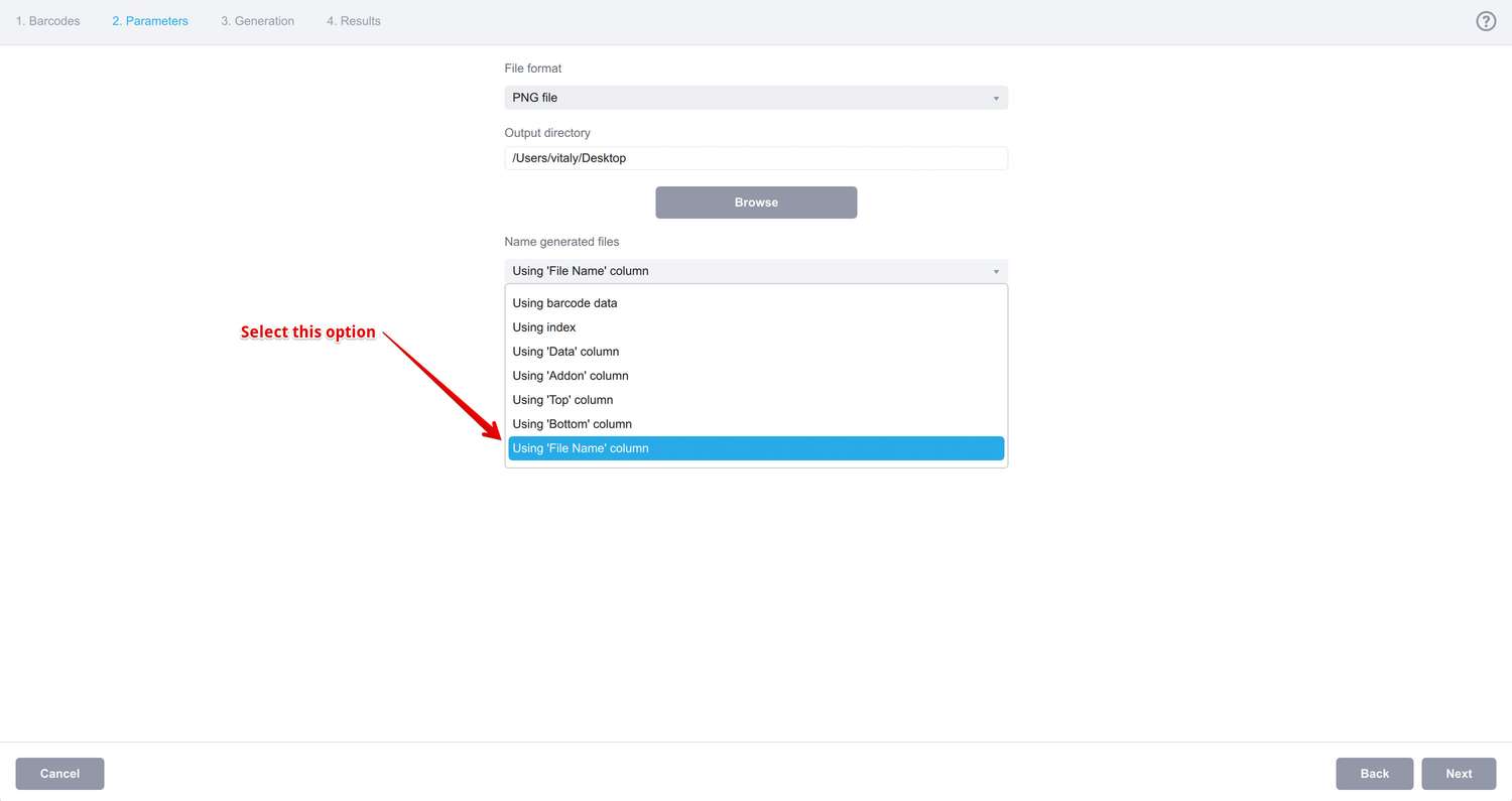 Using data column for naming files