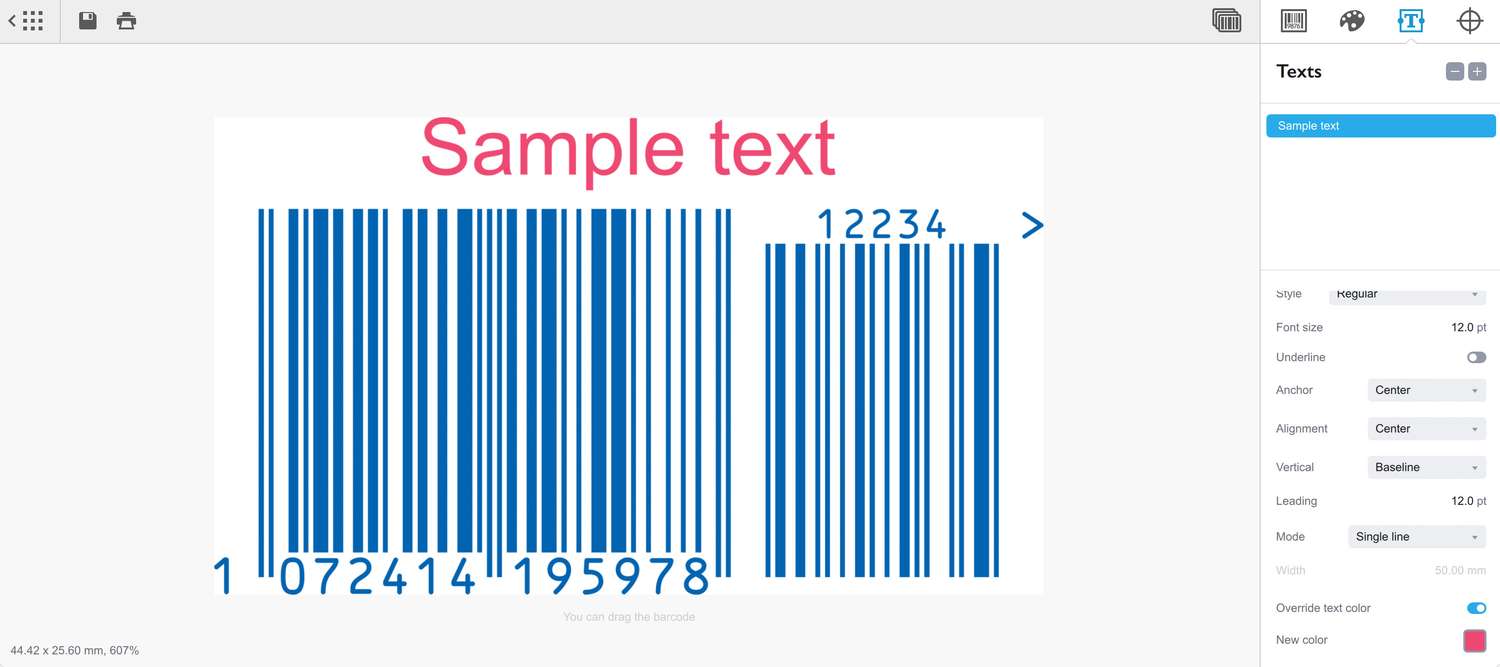 Custom text color applied
