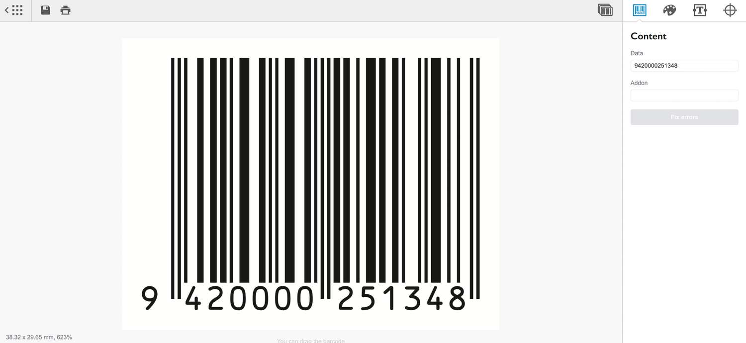 Editing the barcode we've just imported