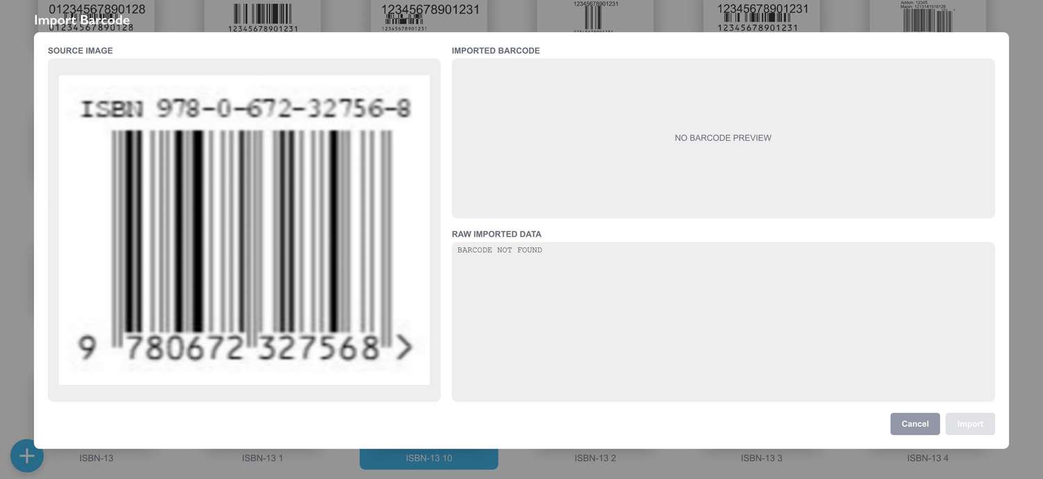 Barcode importing error