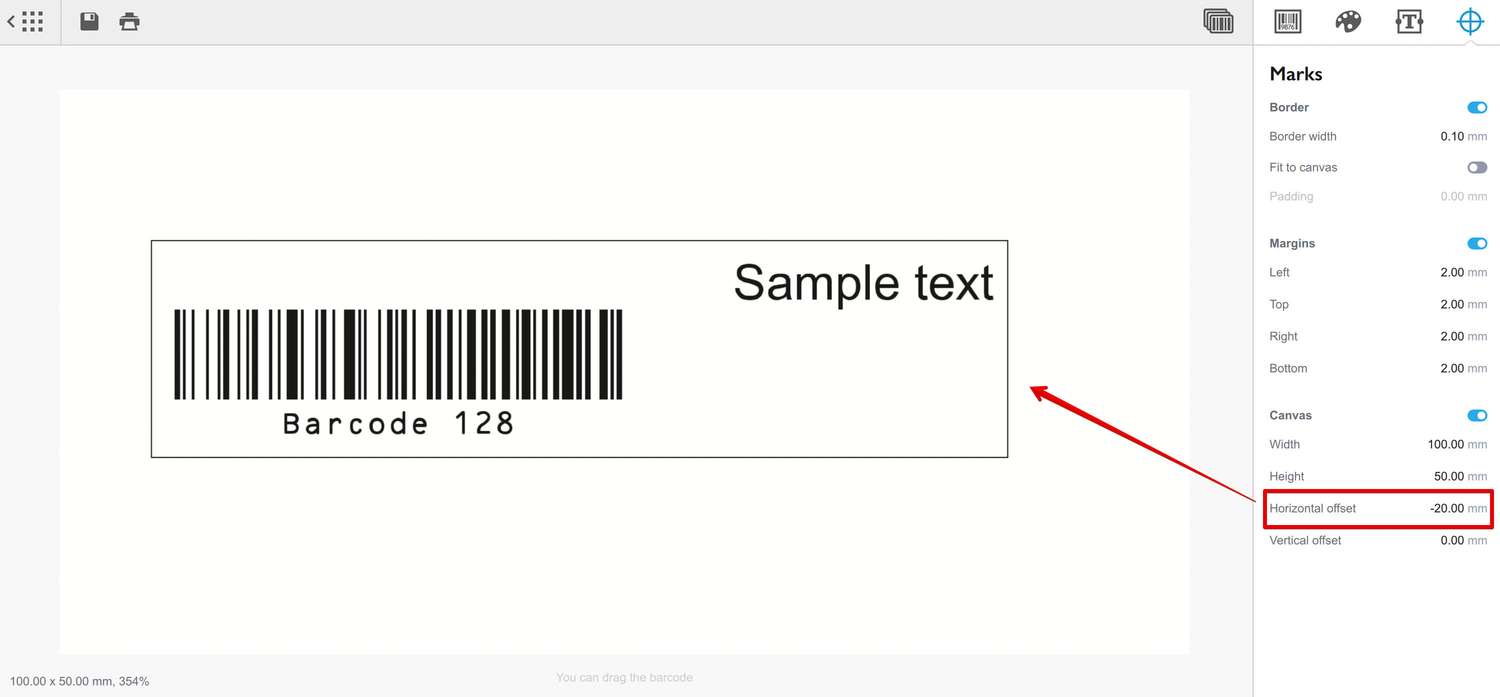Adjusting the content position using the offset parameters of the canvas