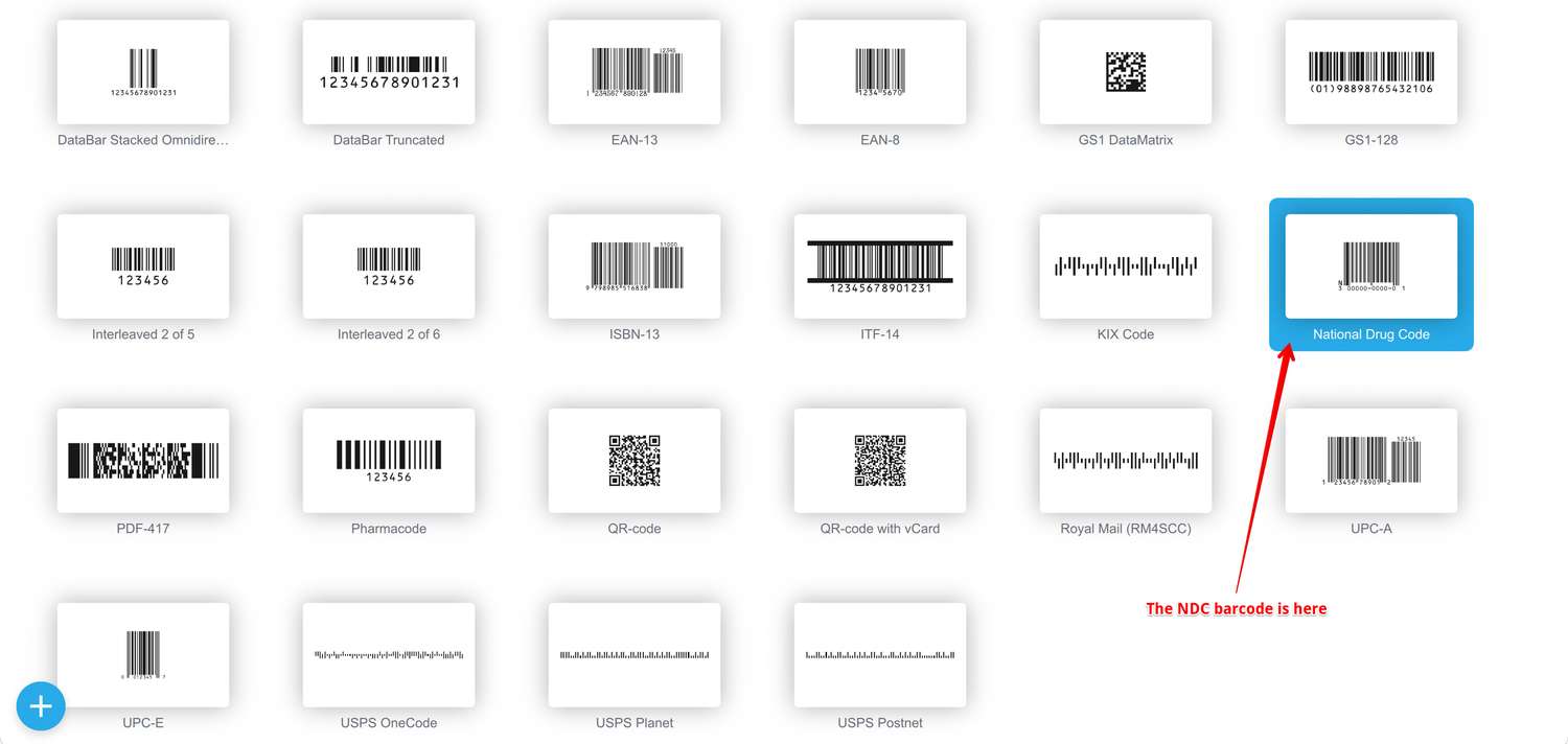 National Drug Code barcode in the generator