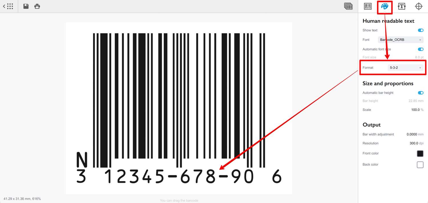 Changing NDC barcode format