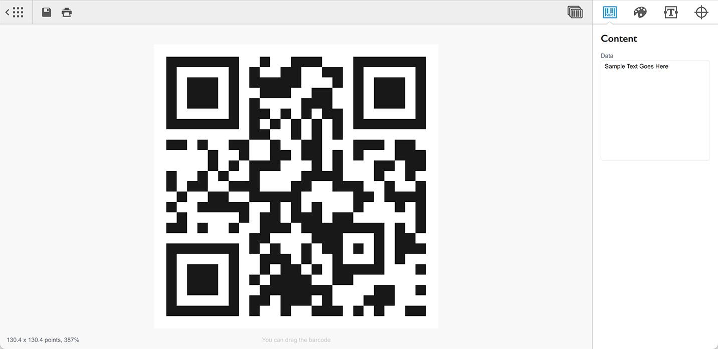 QR code editor window