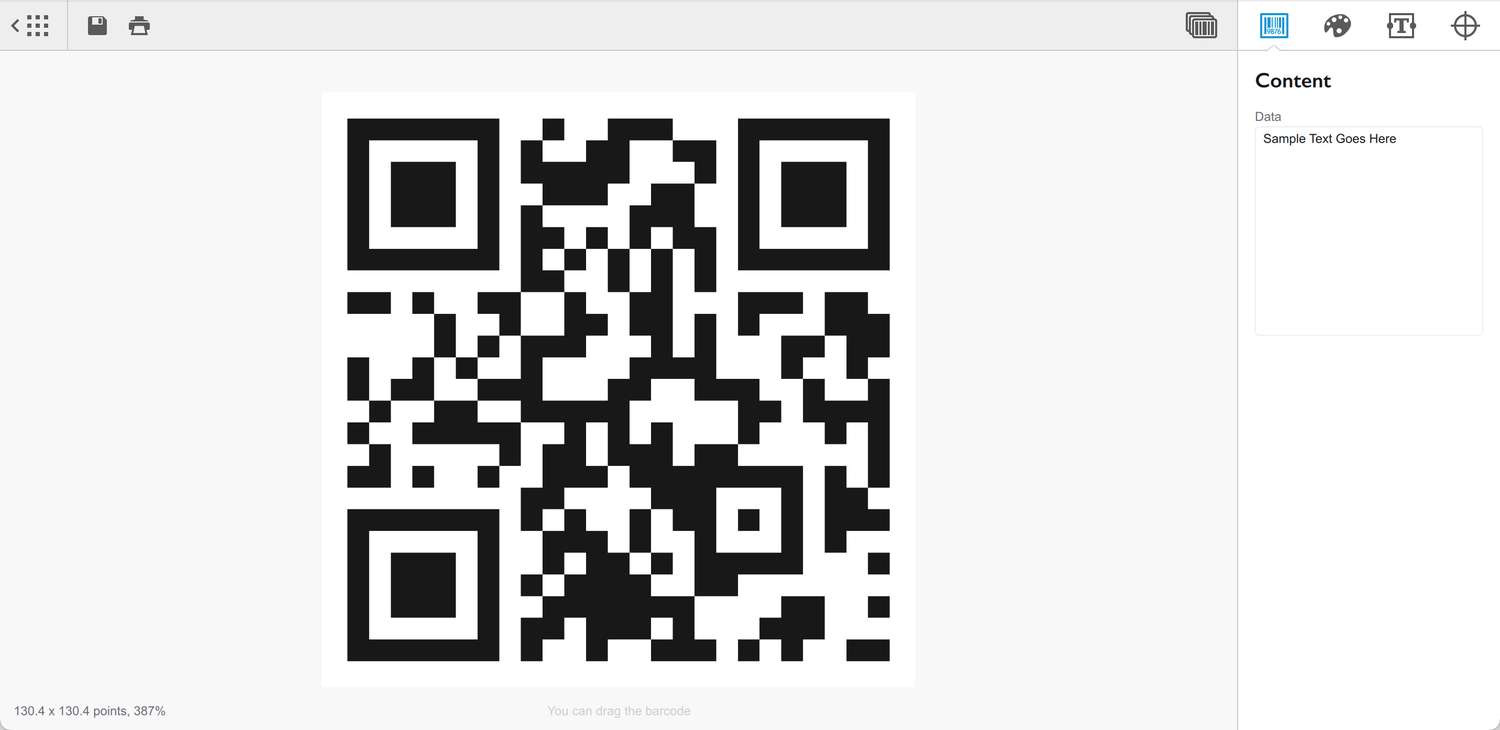 QR code editor window