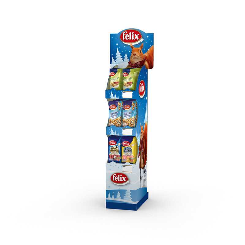 Point of sale cardboard display stand with flexible bags mockup