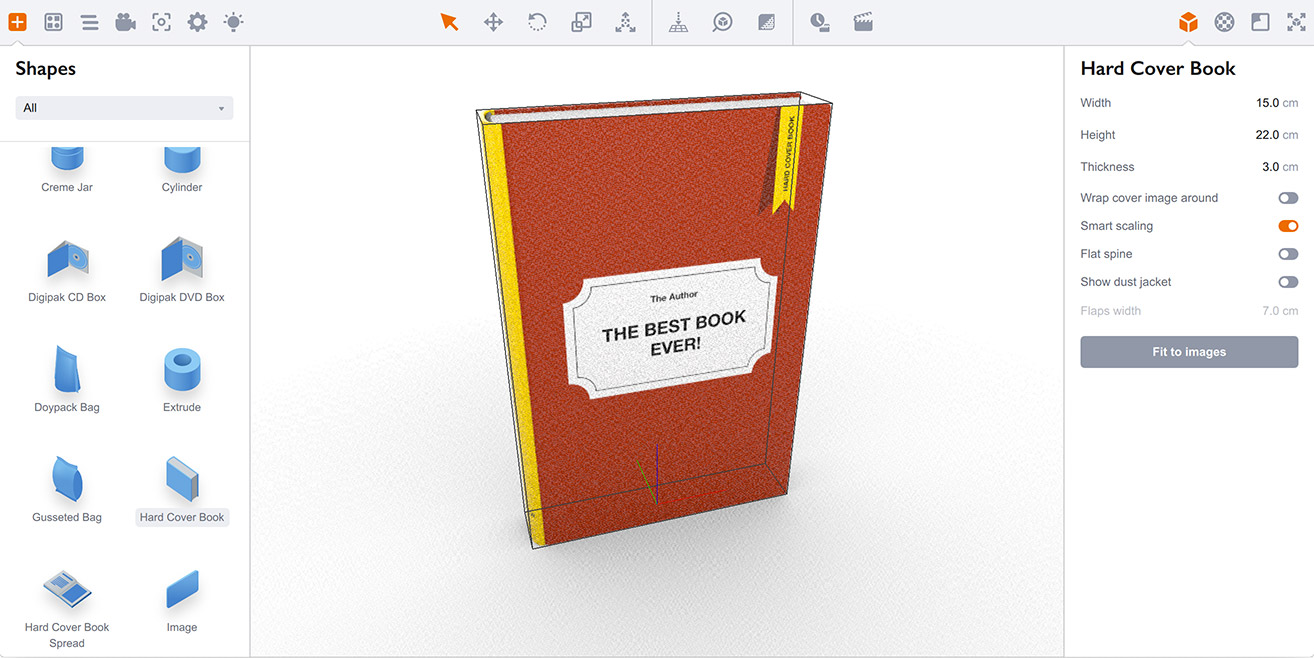 3d book cover mockup in Boxshot 5