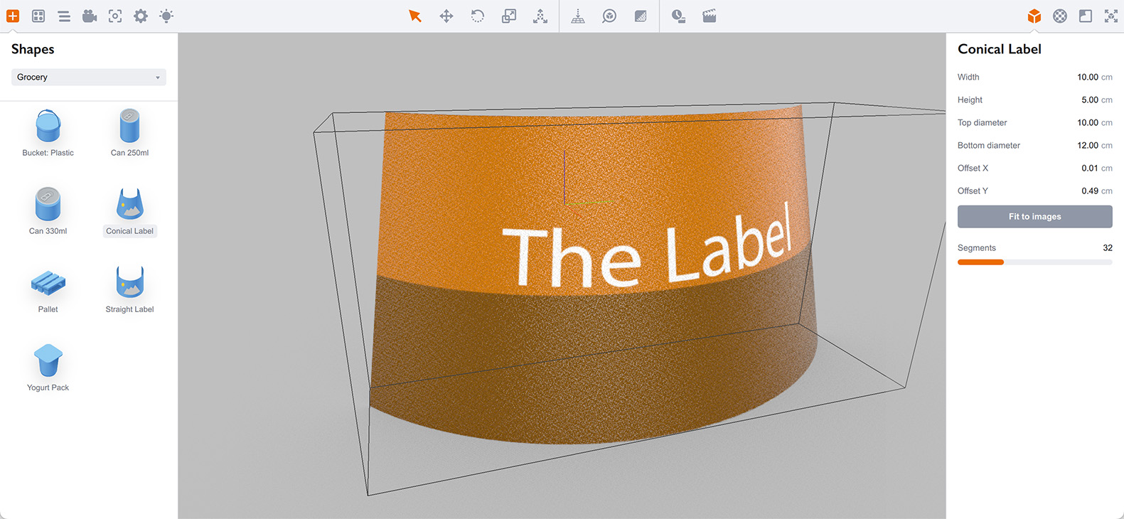 Updated conical label is displayed in Boxshot
