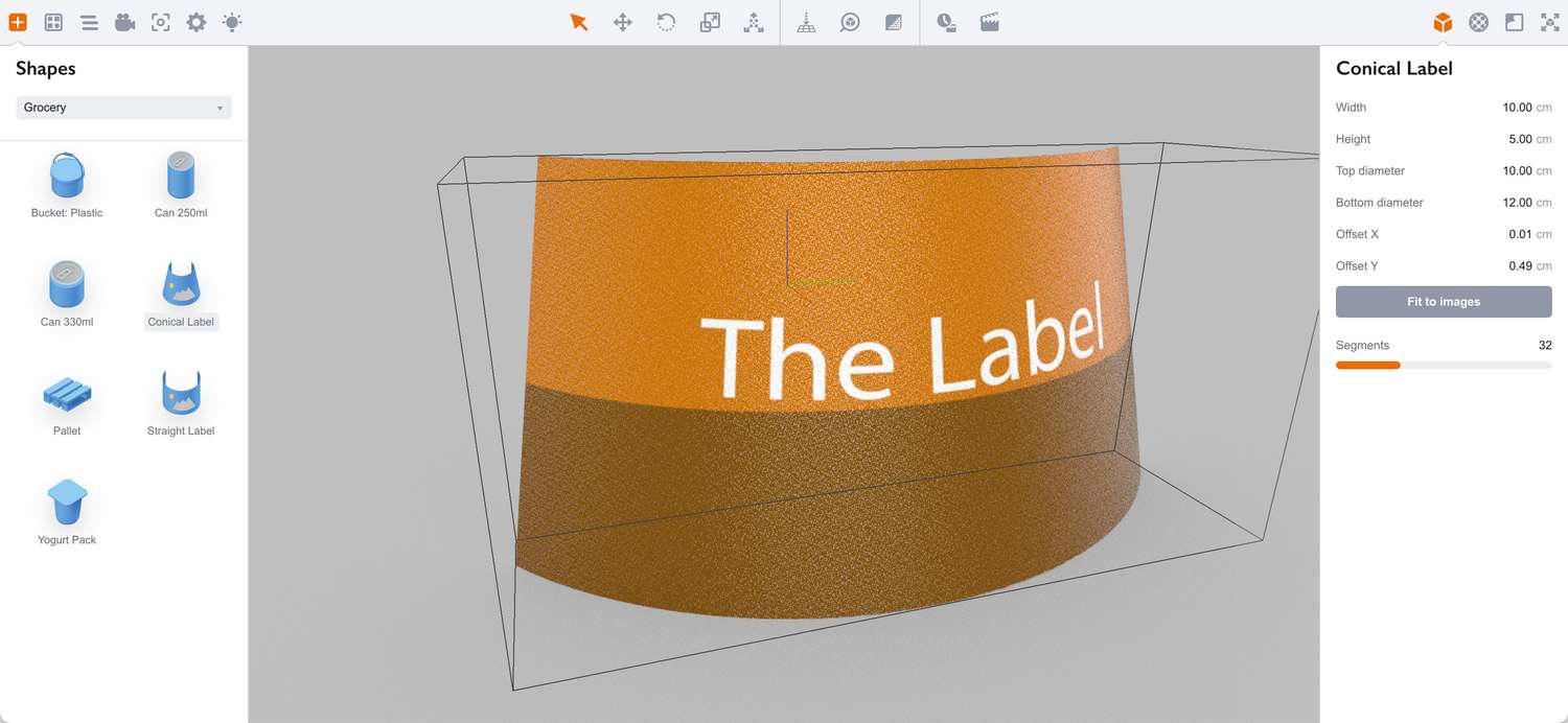 Updated conical label is displayed in Boxshot
