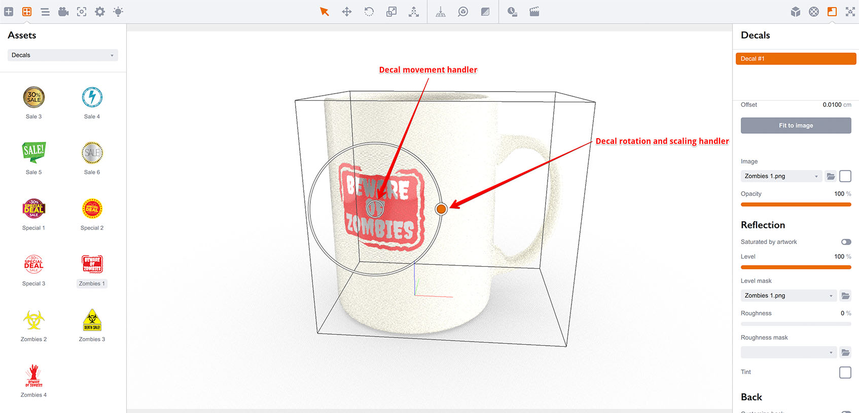 Decal gizmo explained