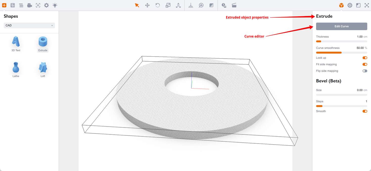 Extrude object properties