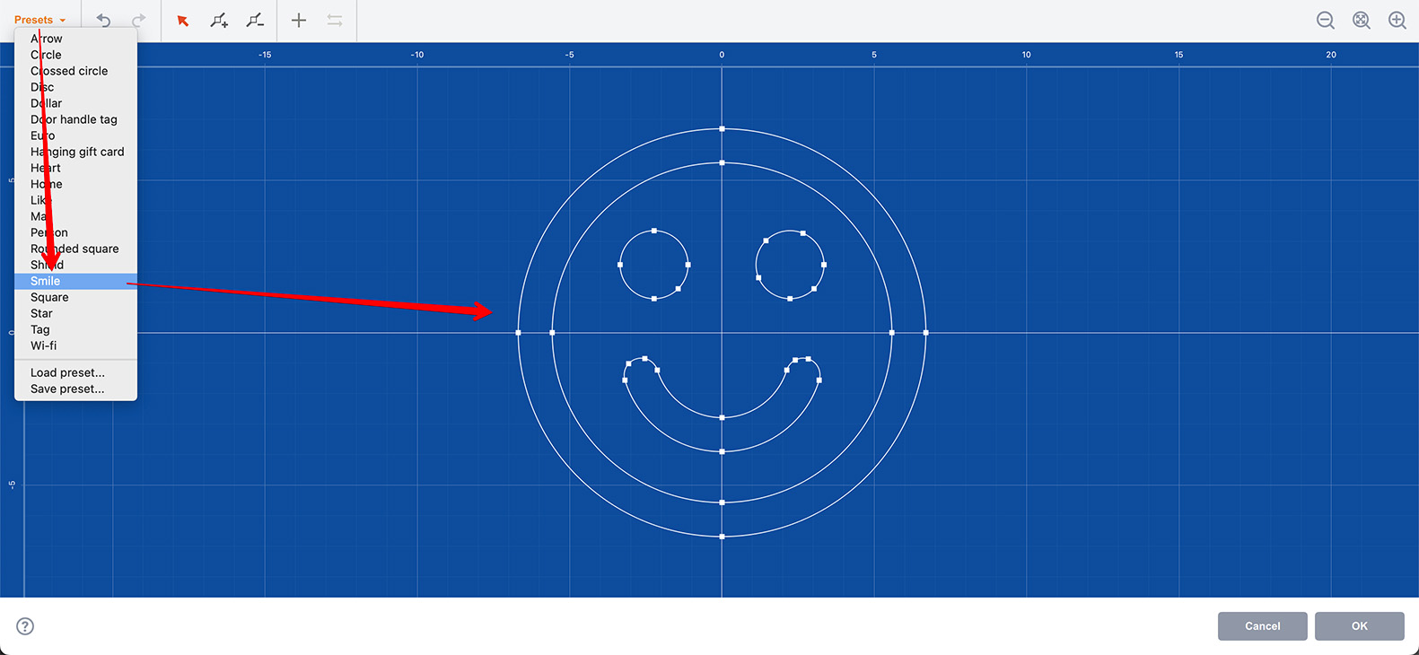Using pre-defined curves in extrude editor