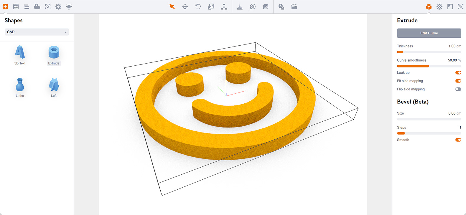 Editing vertices in extrude editor