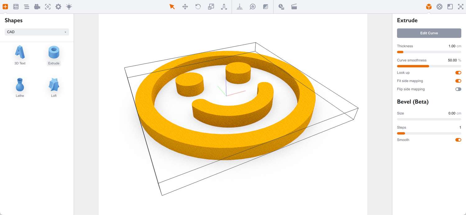 Editing vertices in extrude editor