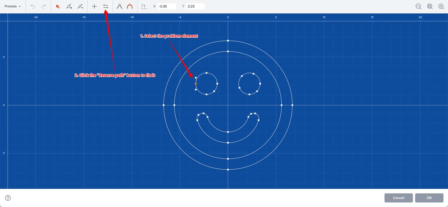 Fixing the curve direction in extrude editor