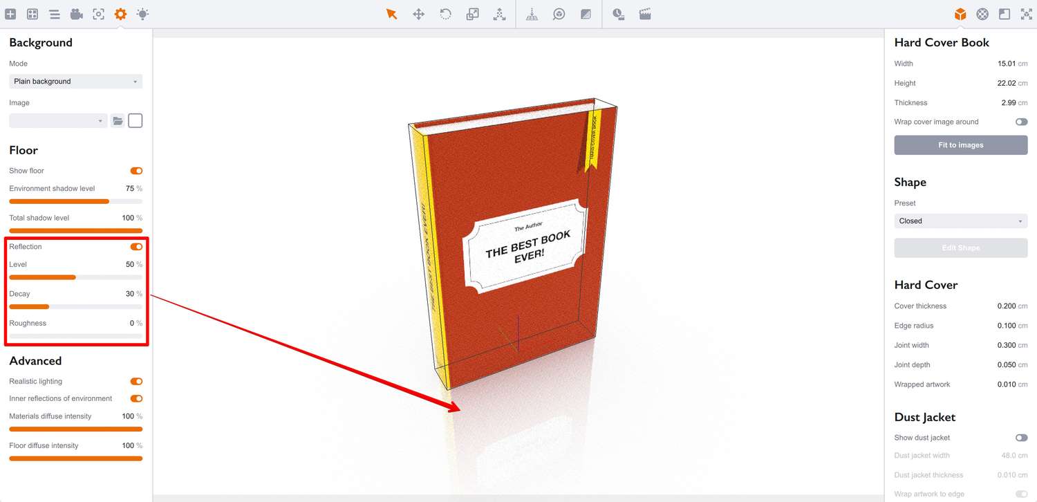 Hard cover book with the floor reflection