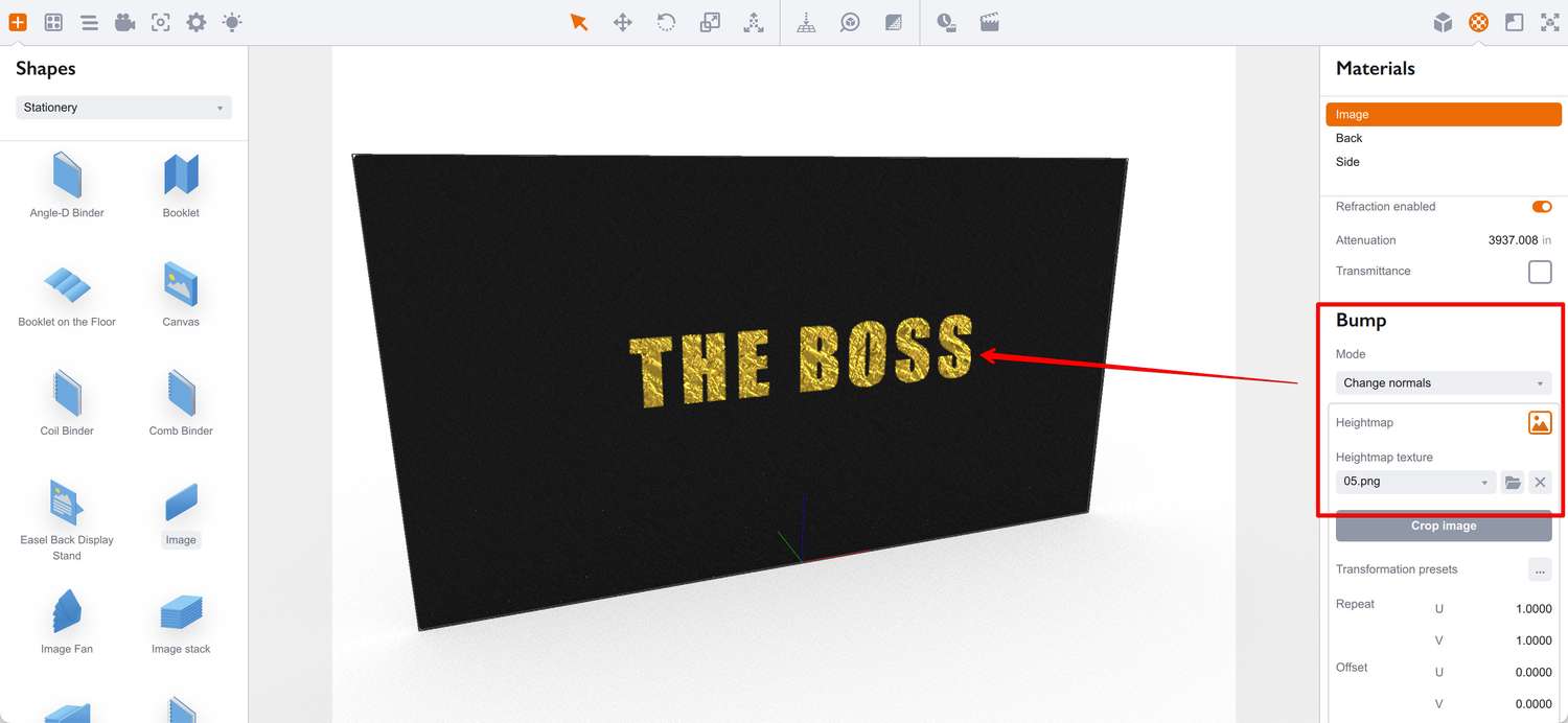 Enabling bump effect to our image object