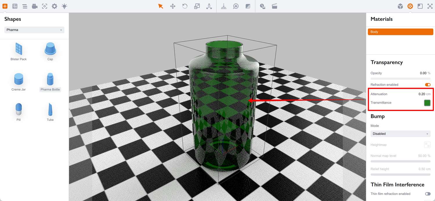 Bottle with green medium color