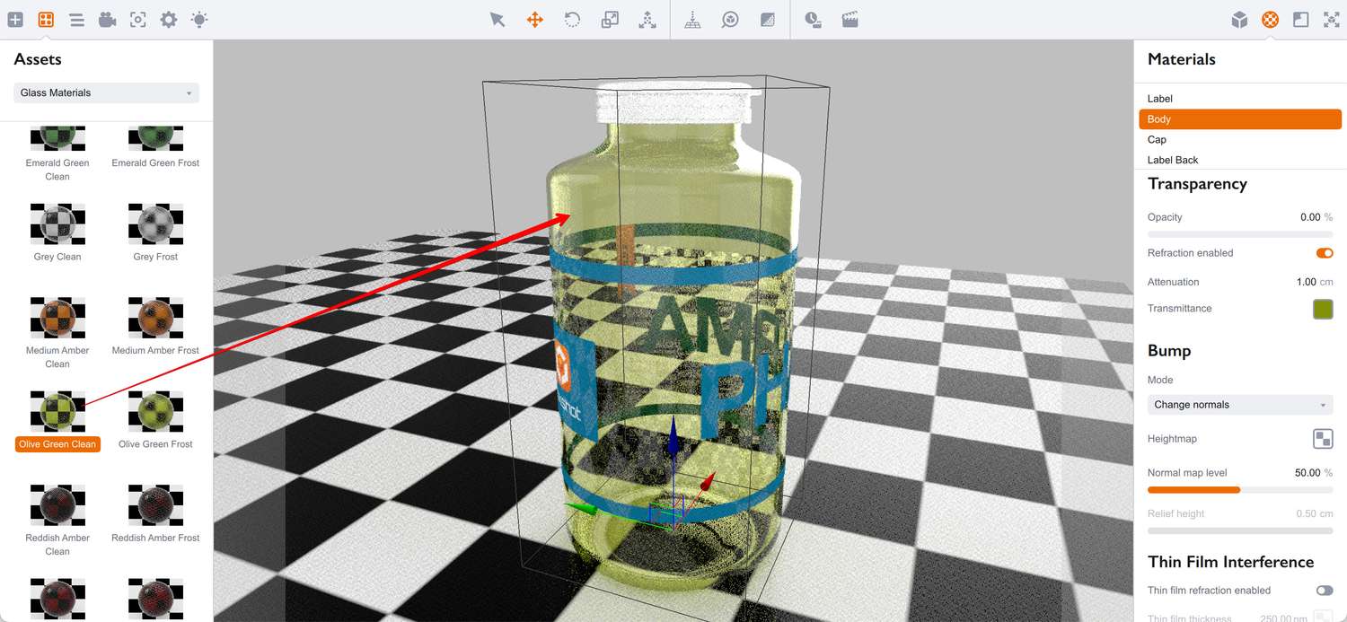 Making the bottle glass green