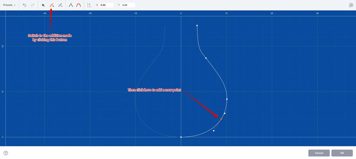 Adding a new point to the curve