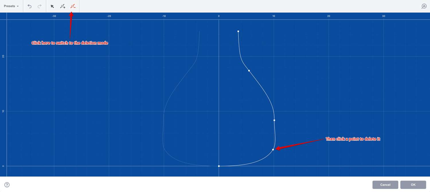 Removing points from the curve in lathe editor
