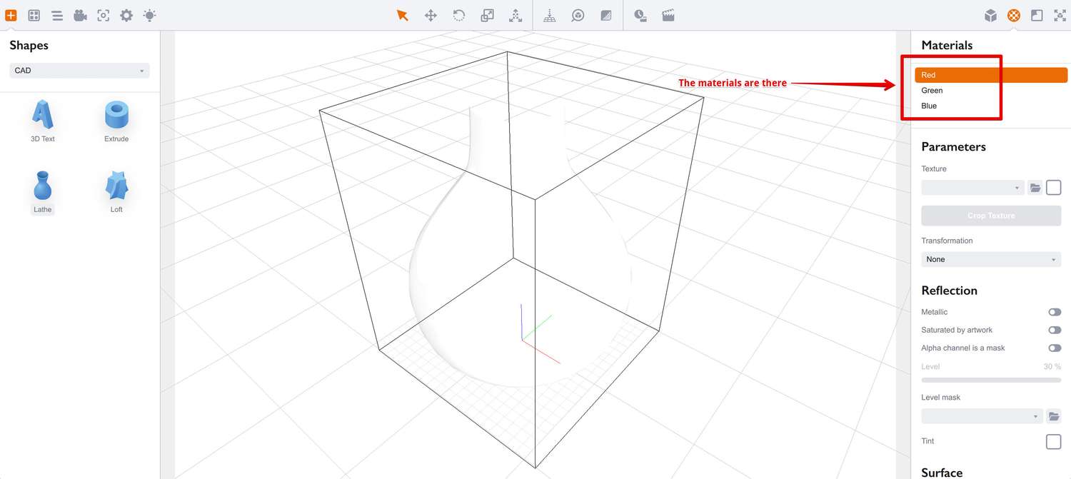 The new materials have been created, but they are white by default