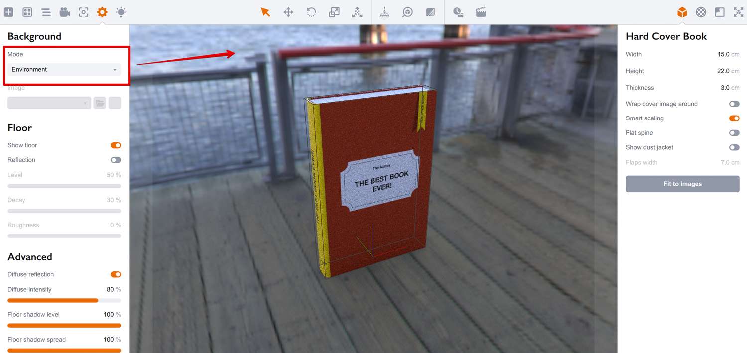 Third environment image in Boxshot displayed in background
