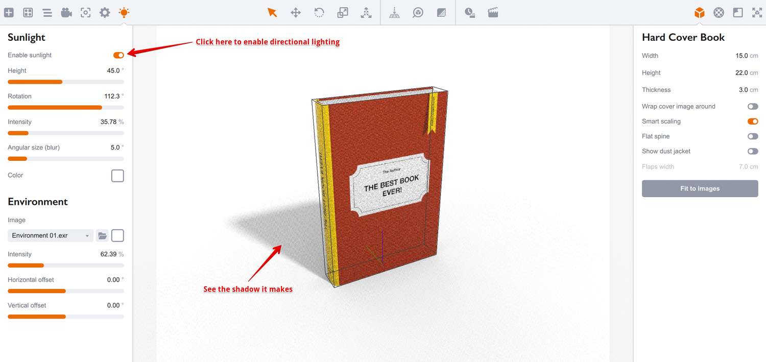 Enabling directional lighting in Boxshot