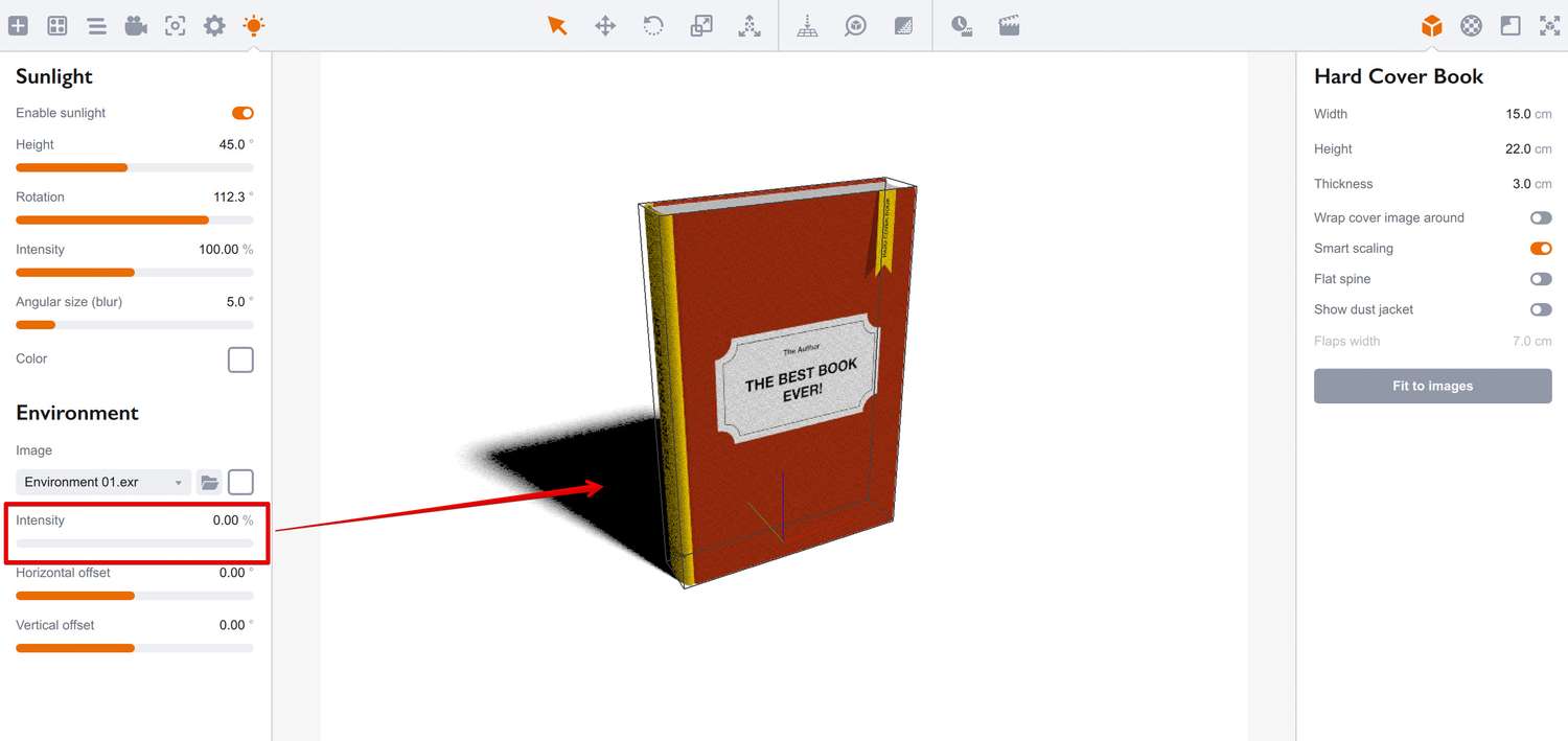 Environment lighting turned off in Boxshot