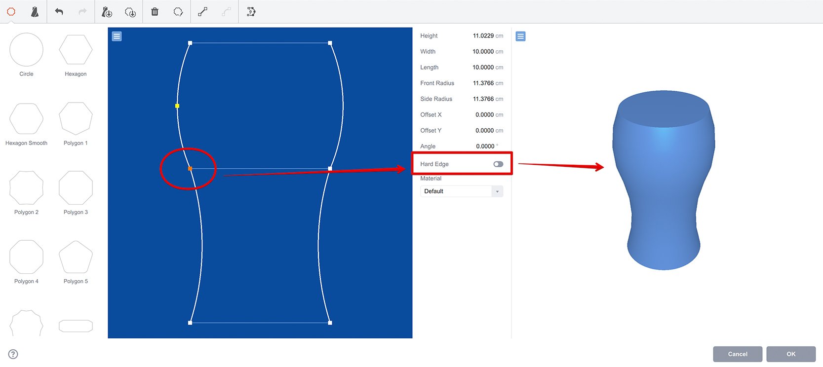 Making a more complex loft shape with curvy edges