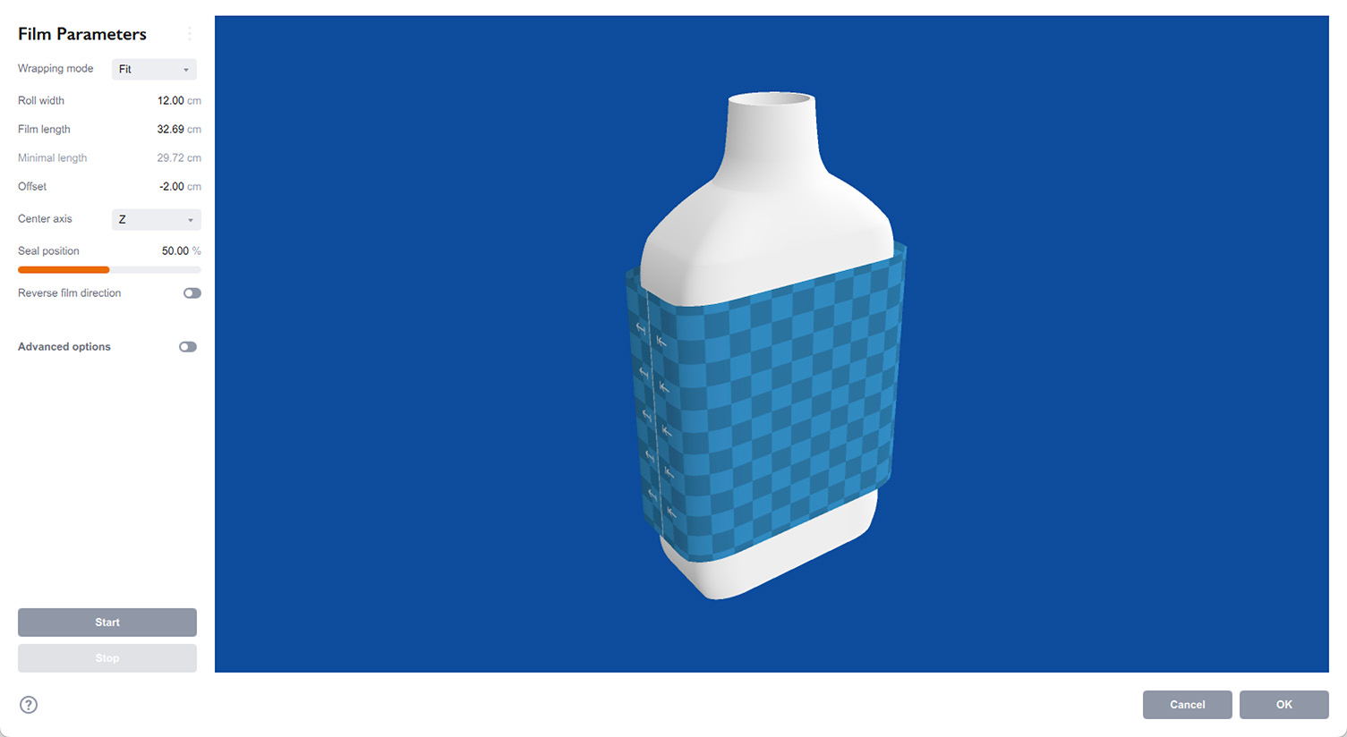 Fit wrapping mode in Shrink wrap simulator