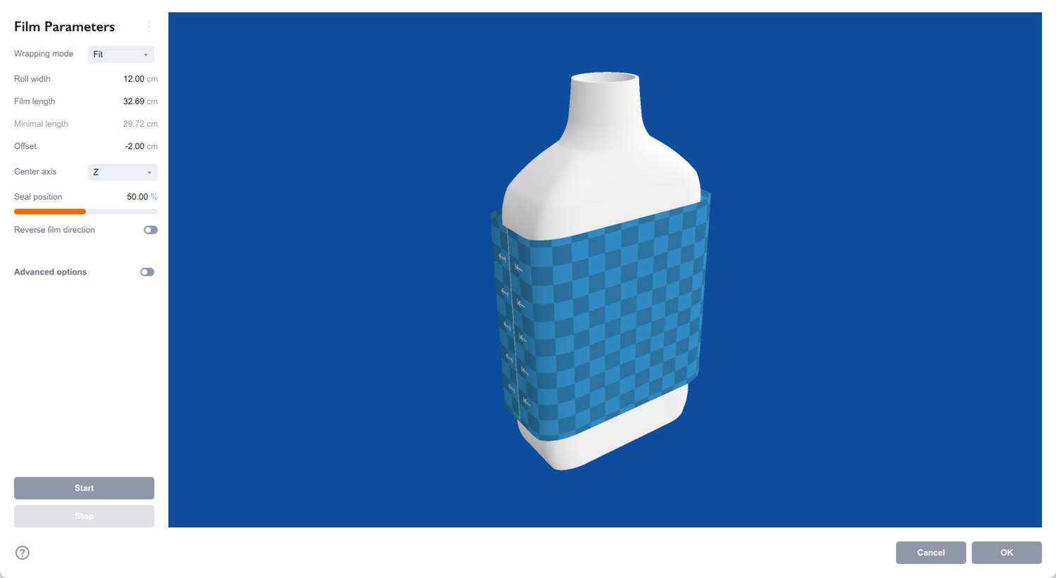 Fit wrapping mode in Shrink wrap simulator