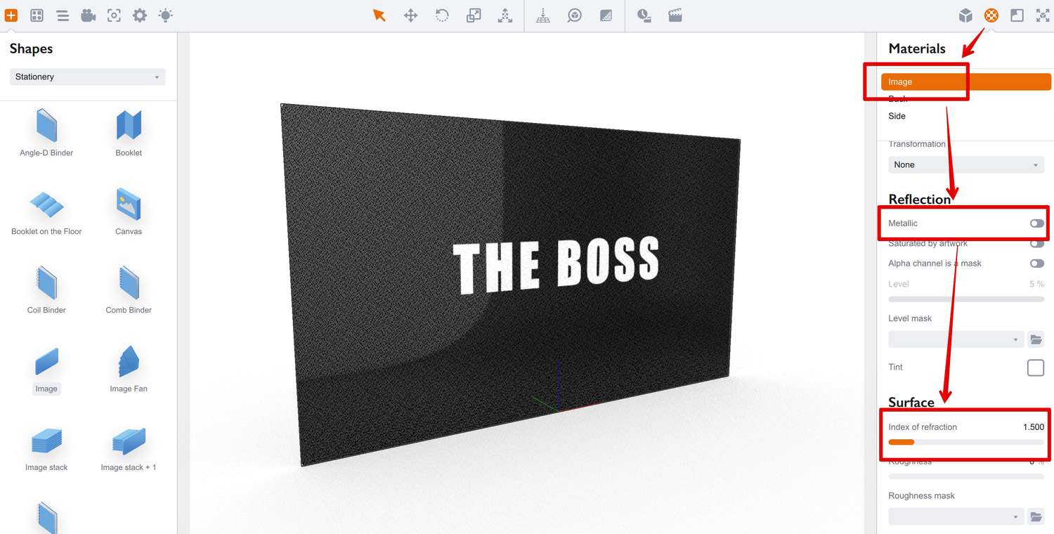 Making changes to the default business card material