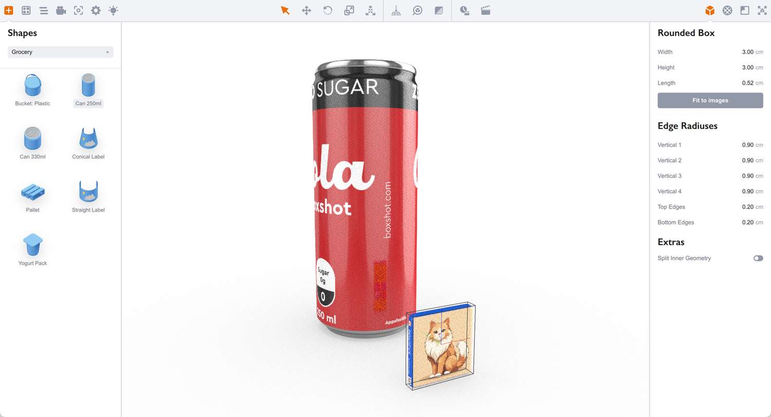 The box in its real size and can of soda